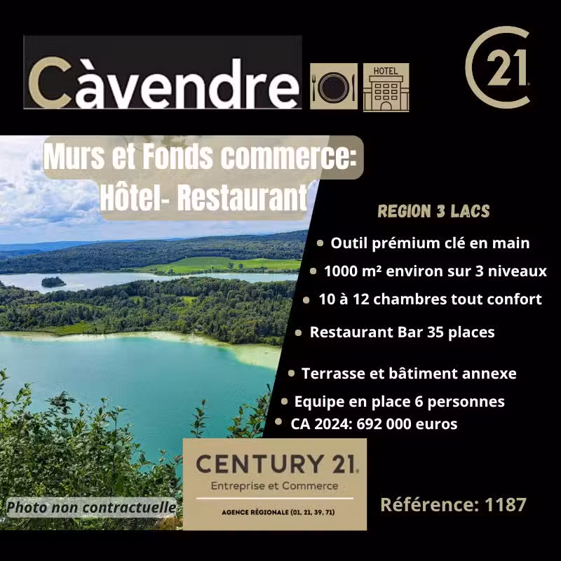 Vente hôtel restaurant région des lacs du Jura