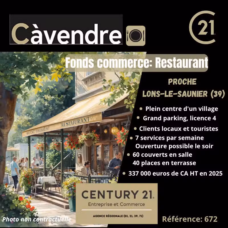 vente restaurant village proche Lons le Saunier