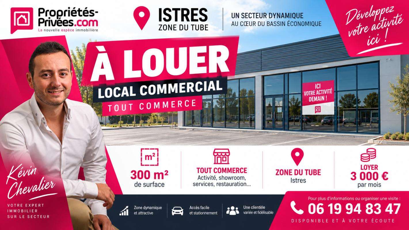 A louer local commercial 280m² Istres Zone du Tube