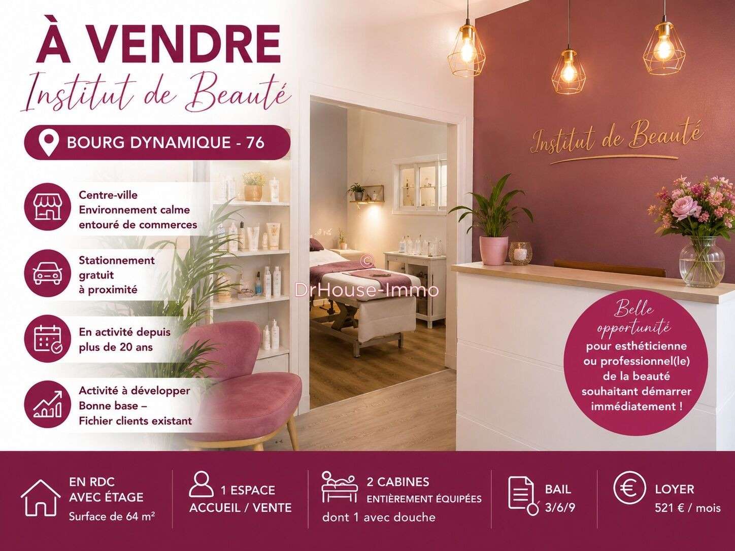 AV institut de beauté au fort potentiel dans le 76