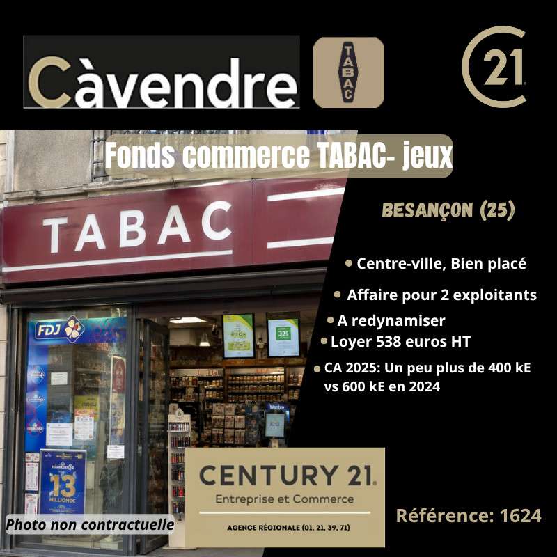 Vente bureau de tabac  jeux à Besançon