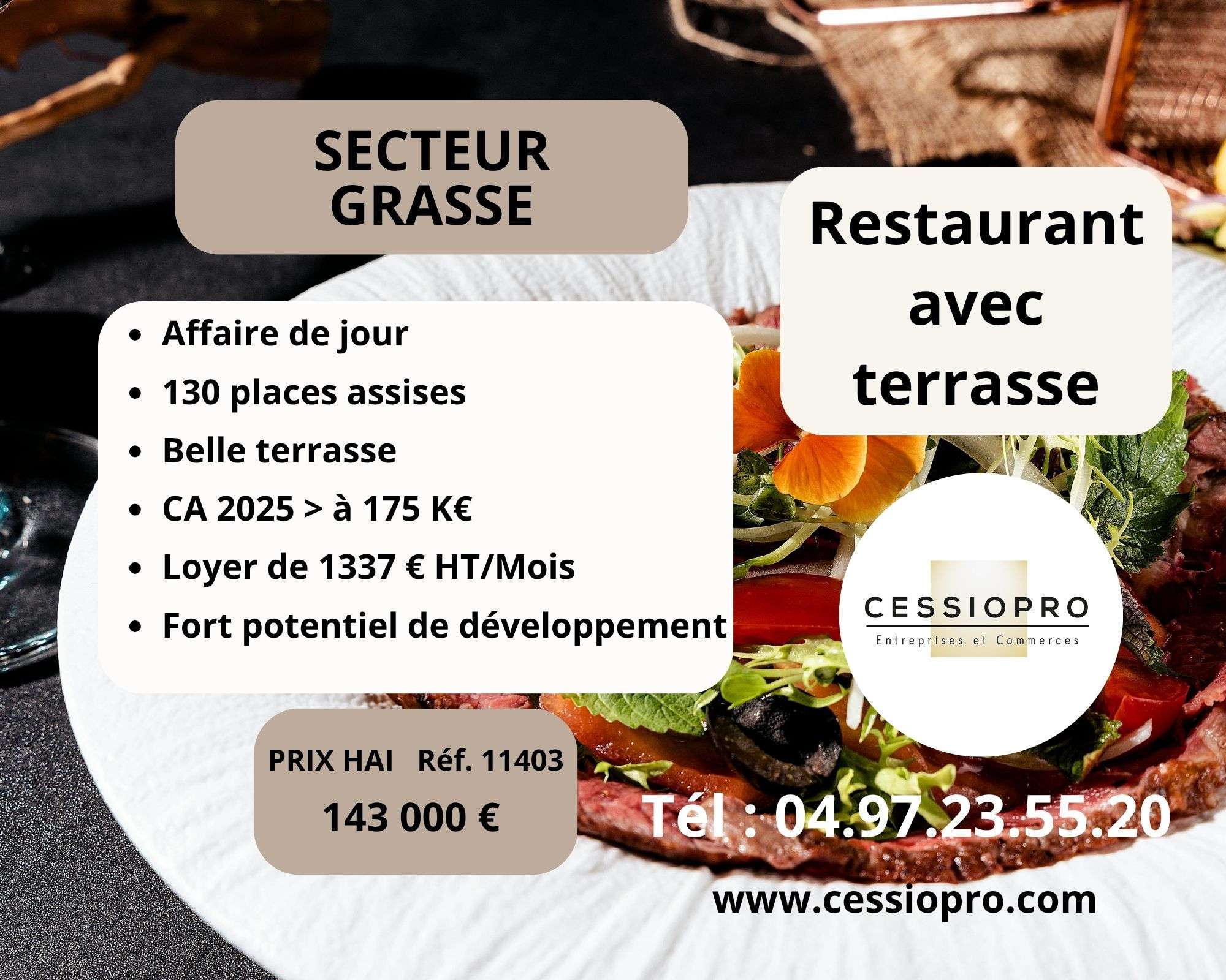 Restaurant avec terrasse ombragee secteur Grasse