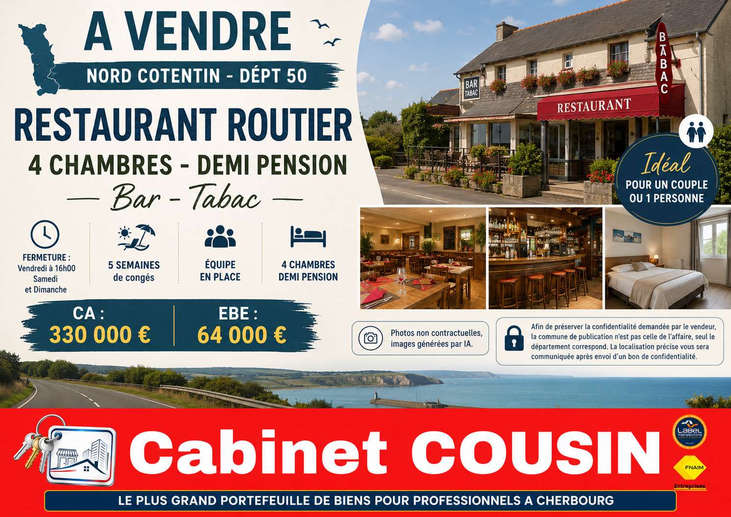 Vente bar tabac restaurant dans le Nord Cotentin
