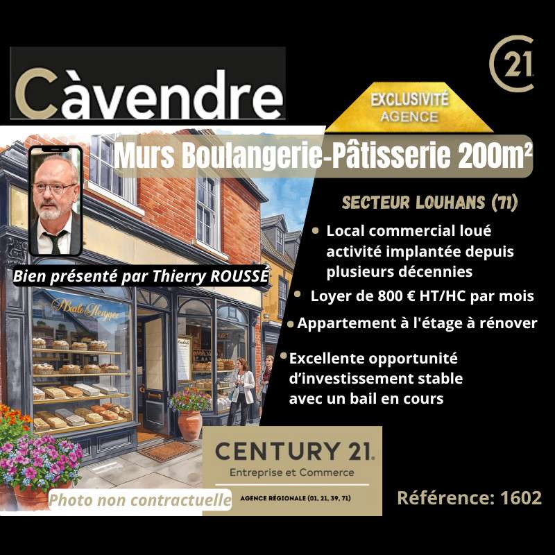 Vente murs boulangerie pâtisserie secteur Louhans
