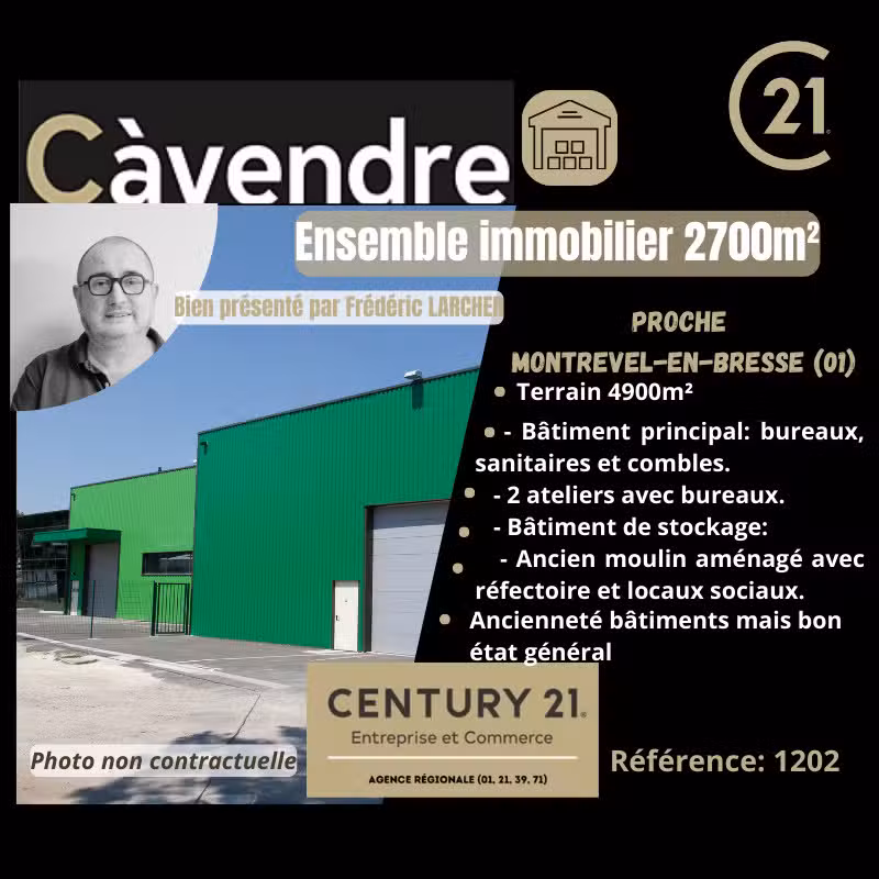 AV Bâtiment indus 2700m² prox Montrevel en Bresse