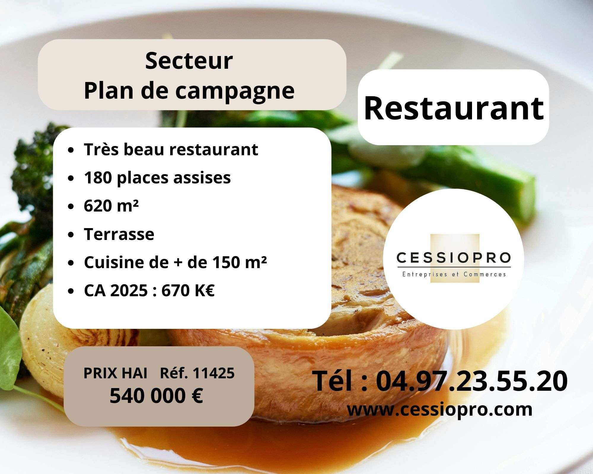 Cède très beau restaurant avec terrasse à Cabries