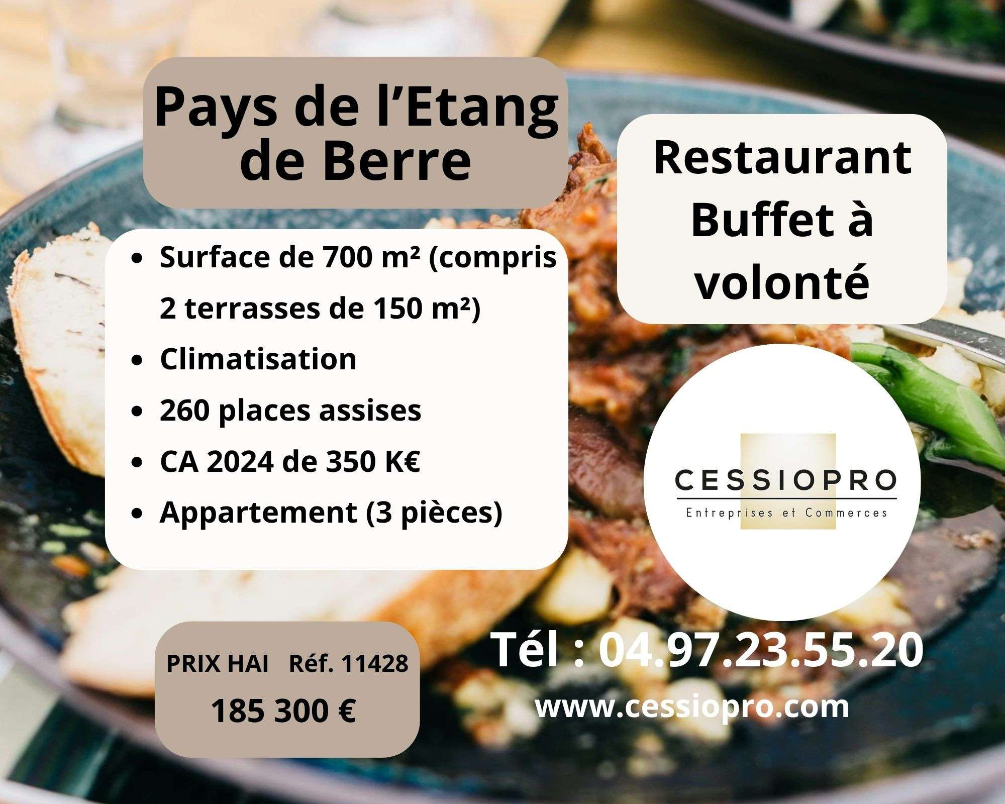 Vente restaurant buffet à volonté à Châteauneuf