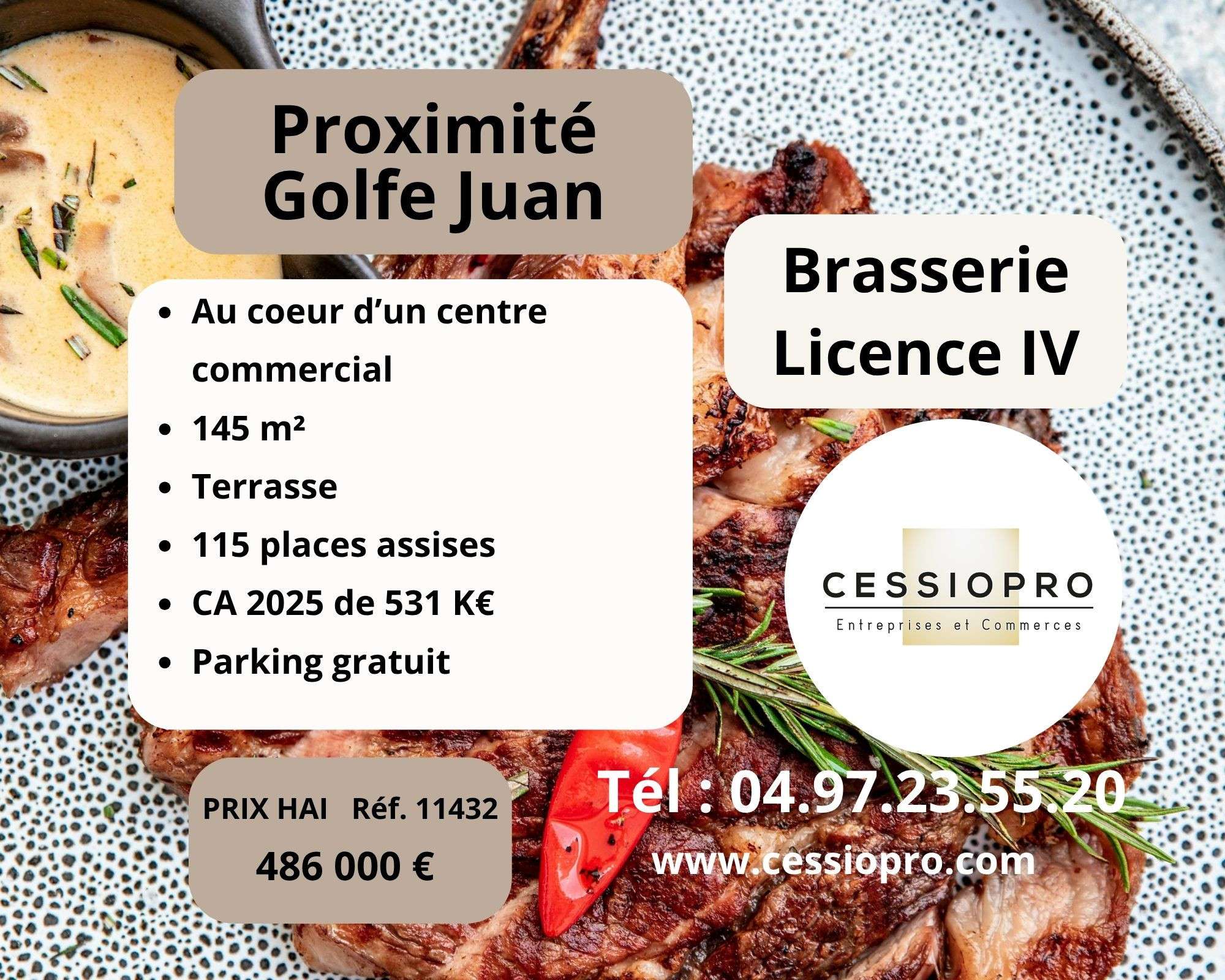 Brasserie licence 4 centre commercial Golfe Juan