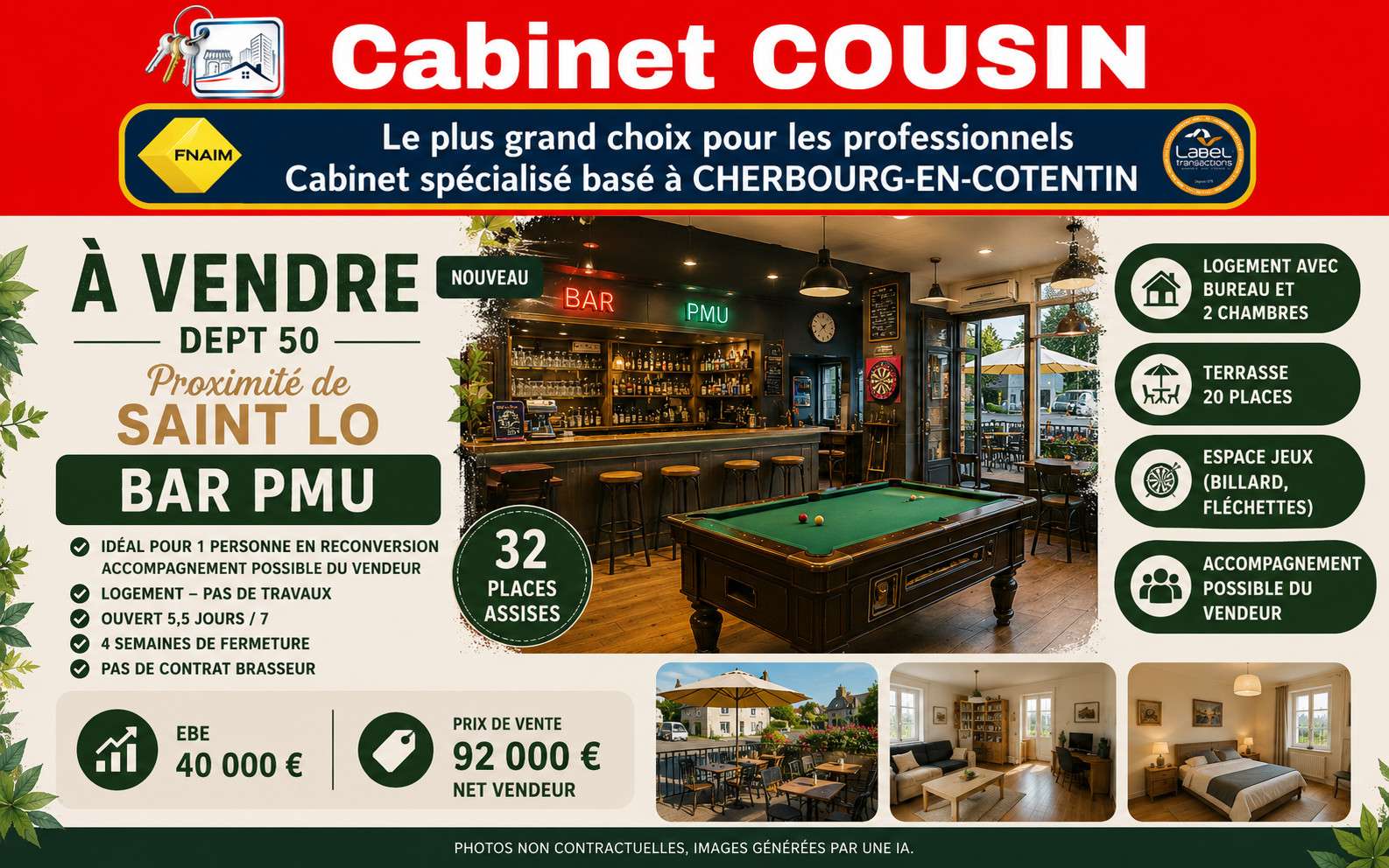 Vente bar PMU proche de Saint-Lô