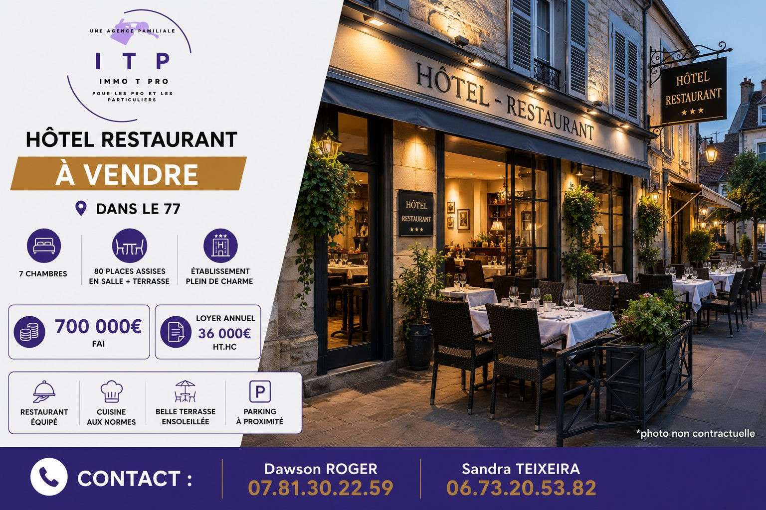 Magnifique hôtel restaurant dans lieu atypique 77