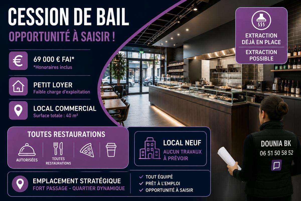 Droit au bail local neuf 40m² à Lamorlaye