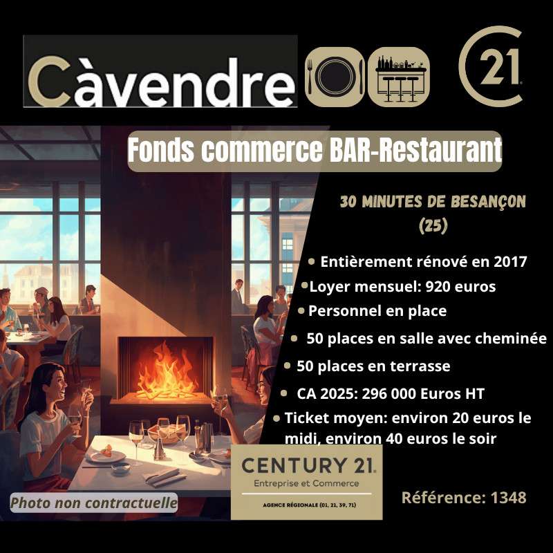 Vente restaurant bar licence 4 vallée du Doubs