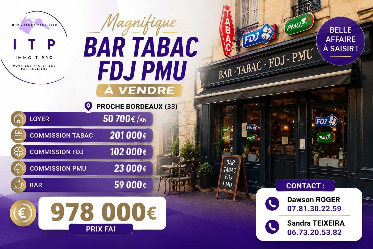 AV bar tabac FDJ PMU en périphérie de Bordeaux