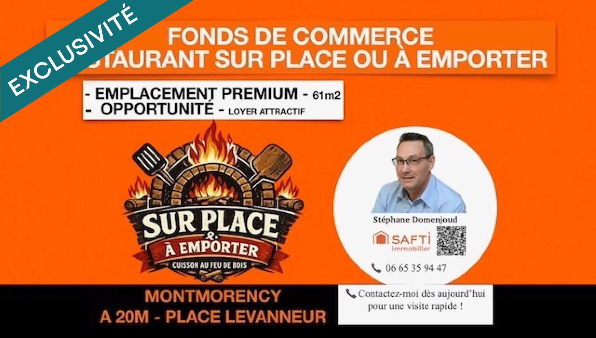 Vente restaurant au feu de bois centre Montmorency