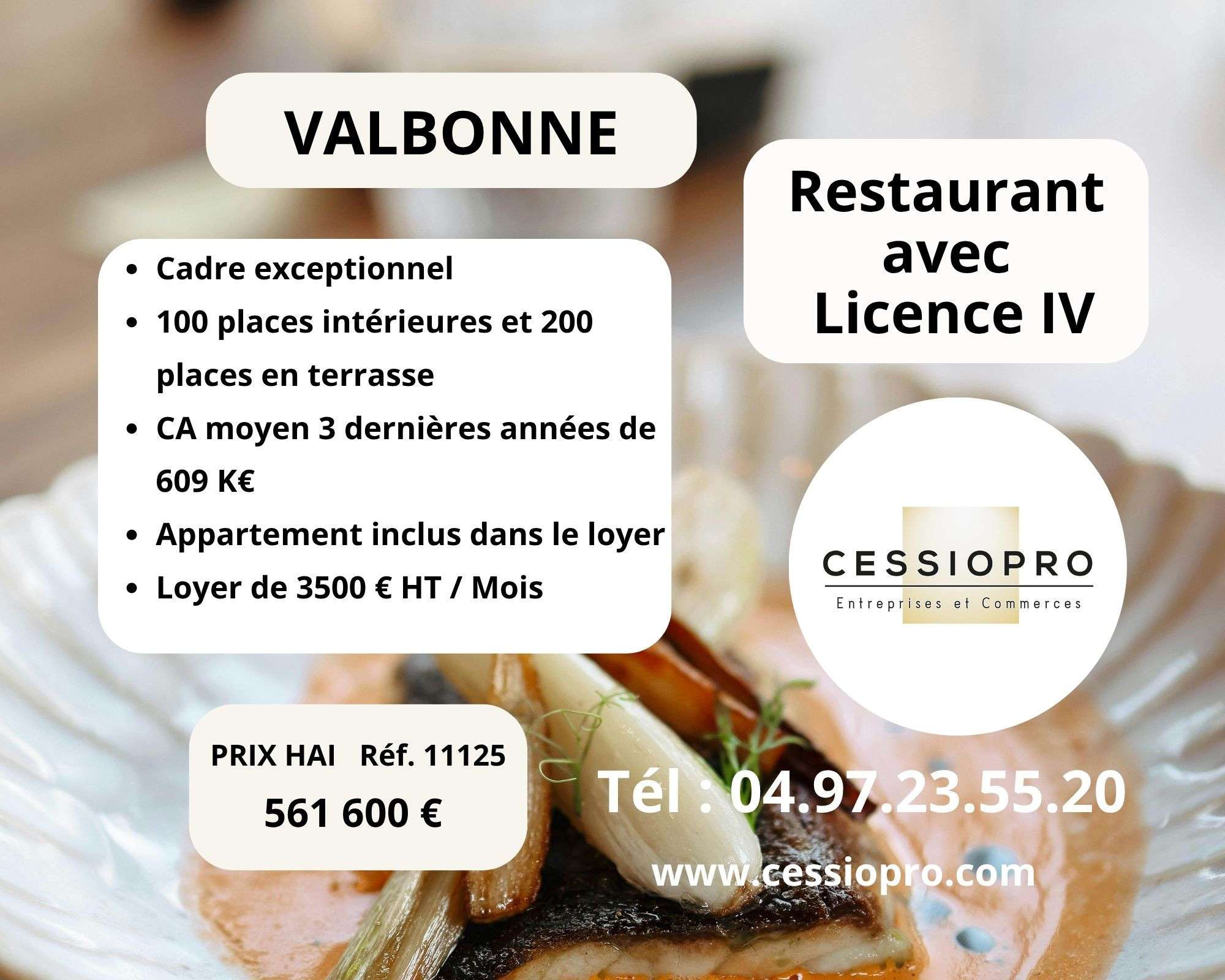 Vente restaurant lic IV Valbonne Sophia Antipolis