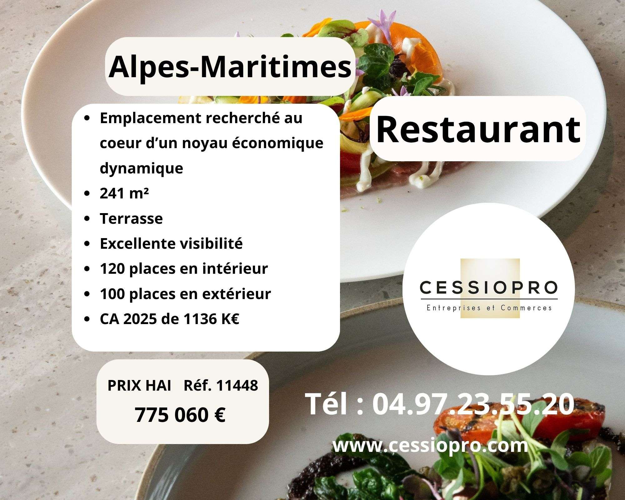 AV restaurant de caractère avec terrasse au Cannet
