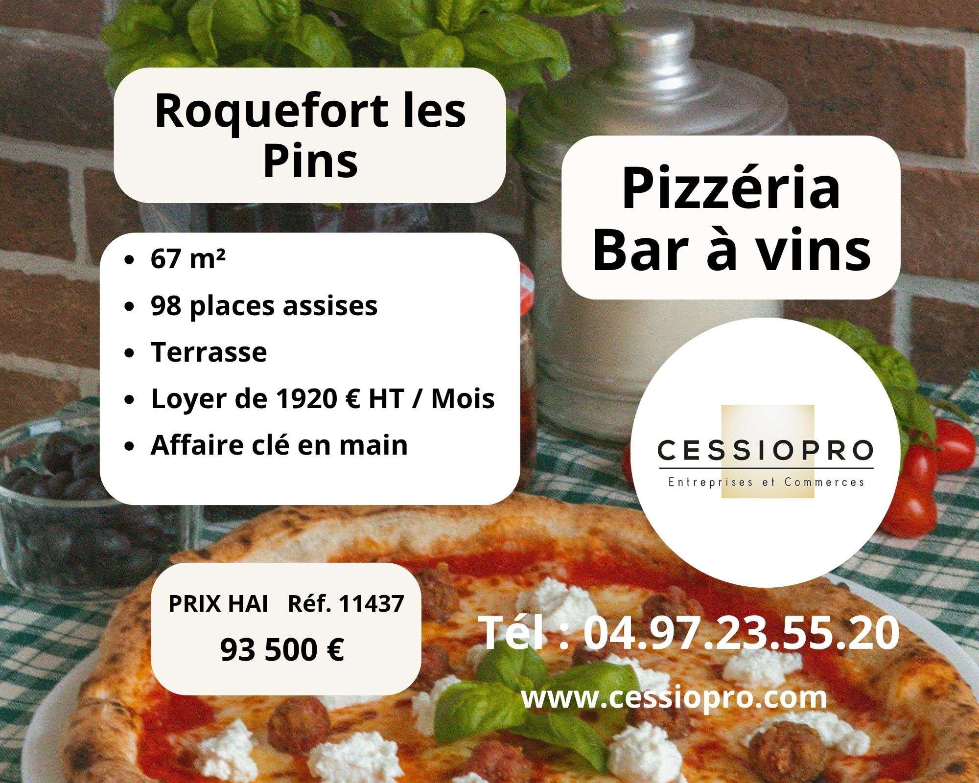 AV pizzeria bar à vins 67m² Roquefort-les-Pins