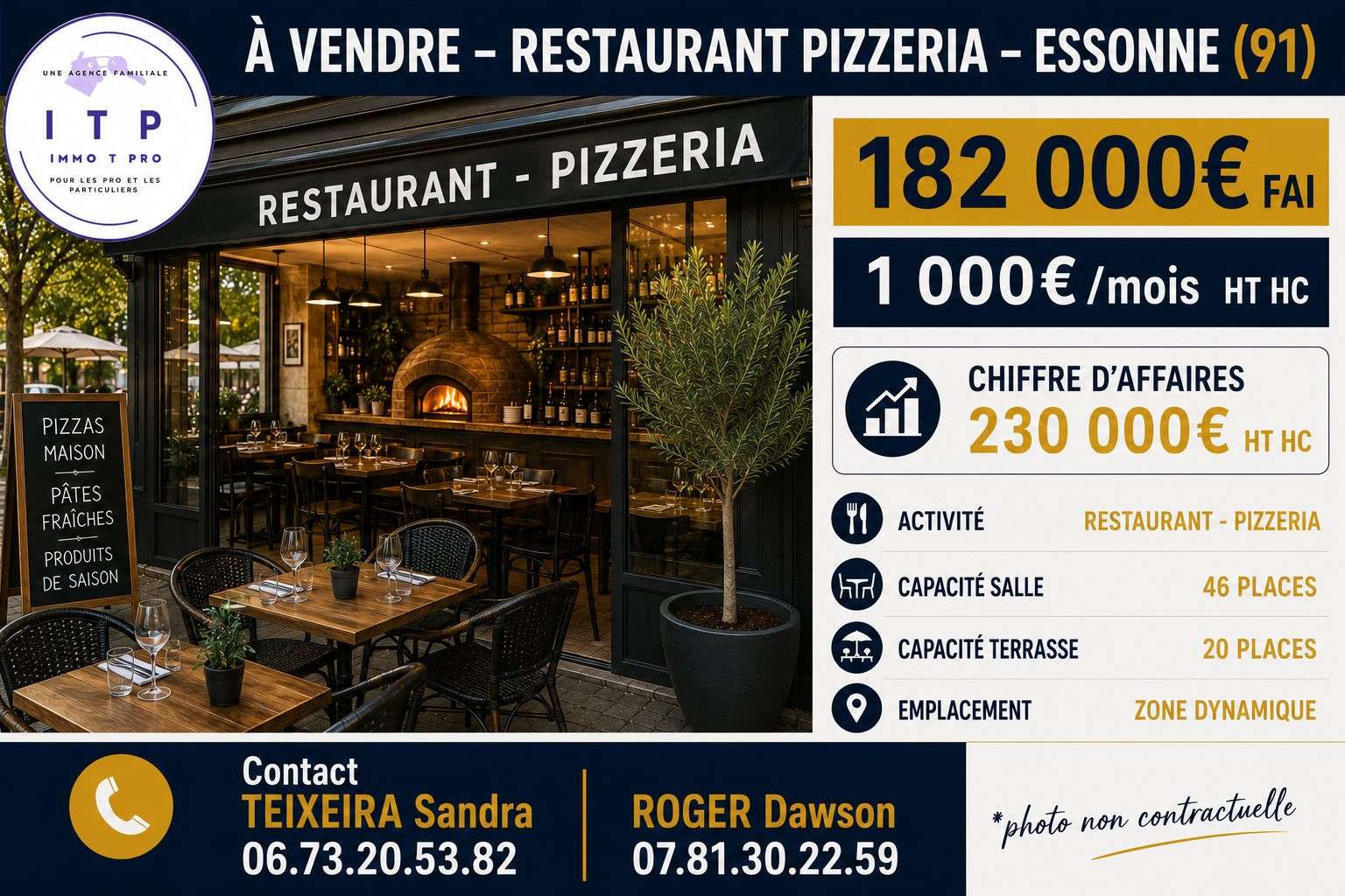 Cède magnifique pizzeria en périphérie d'Itteville