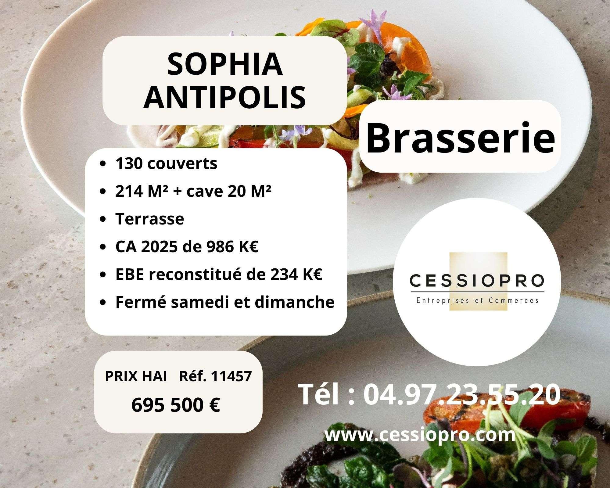 Vente brasserie 130 places à Sophia Antipolis