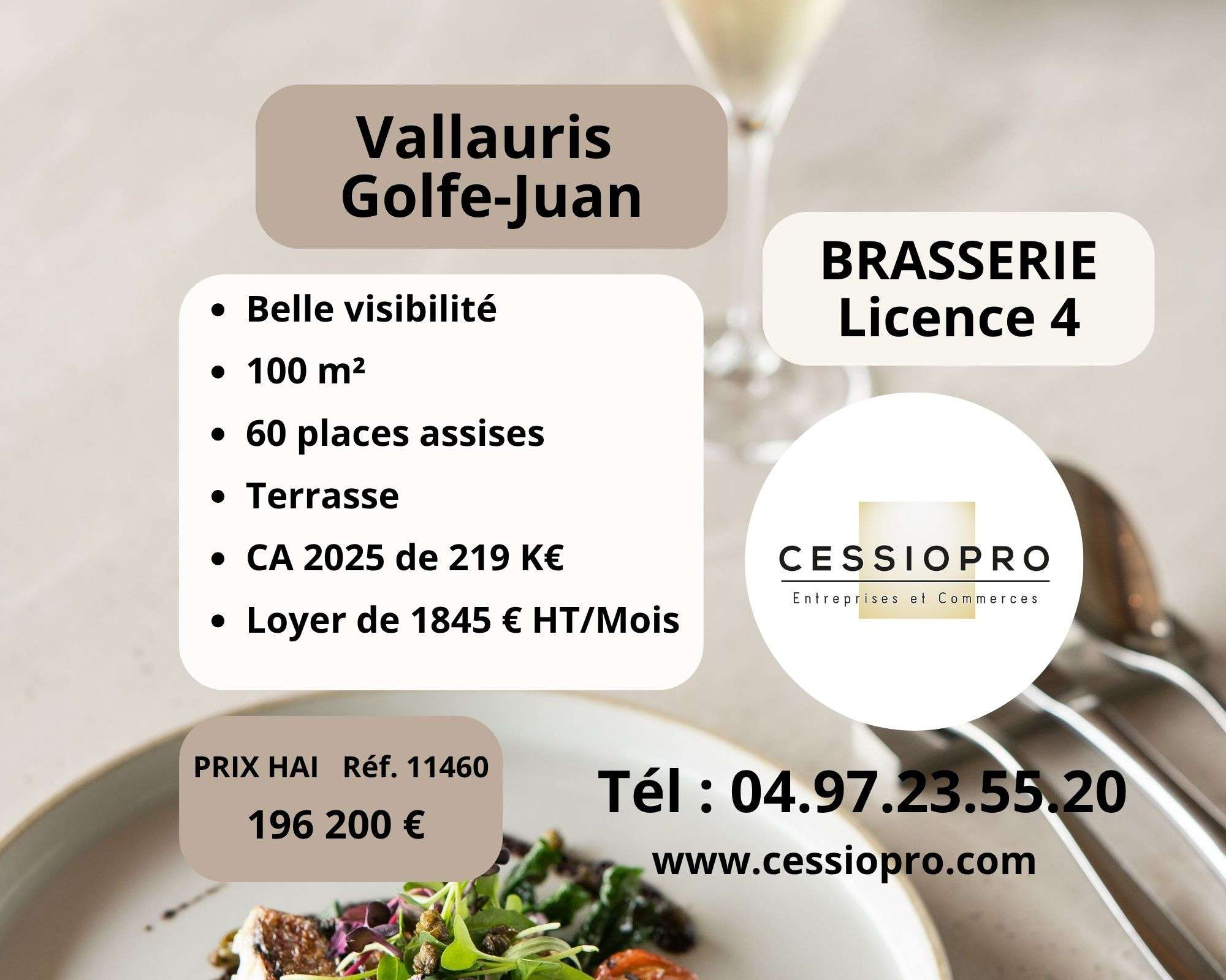 AV agréable brasserie lic 4 terrasse à Vallauris