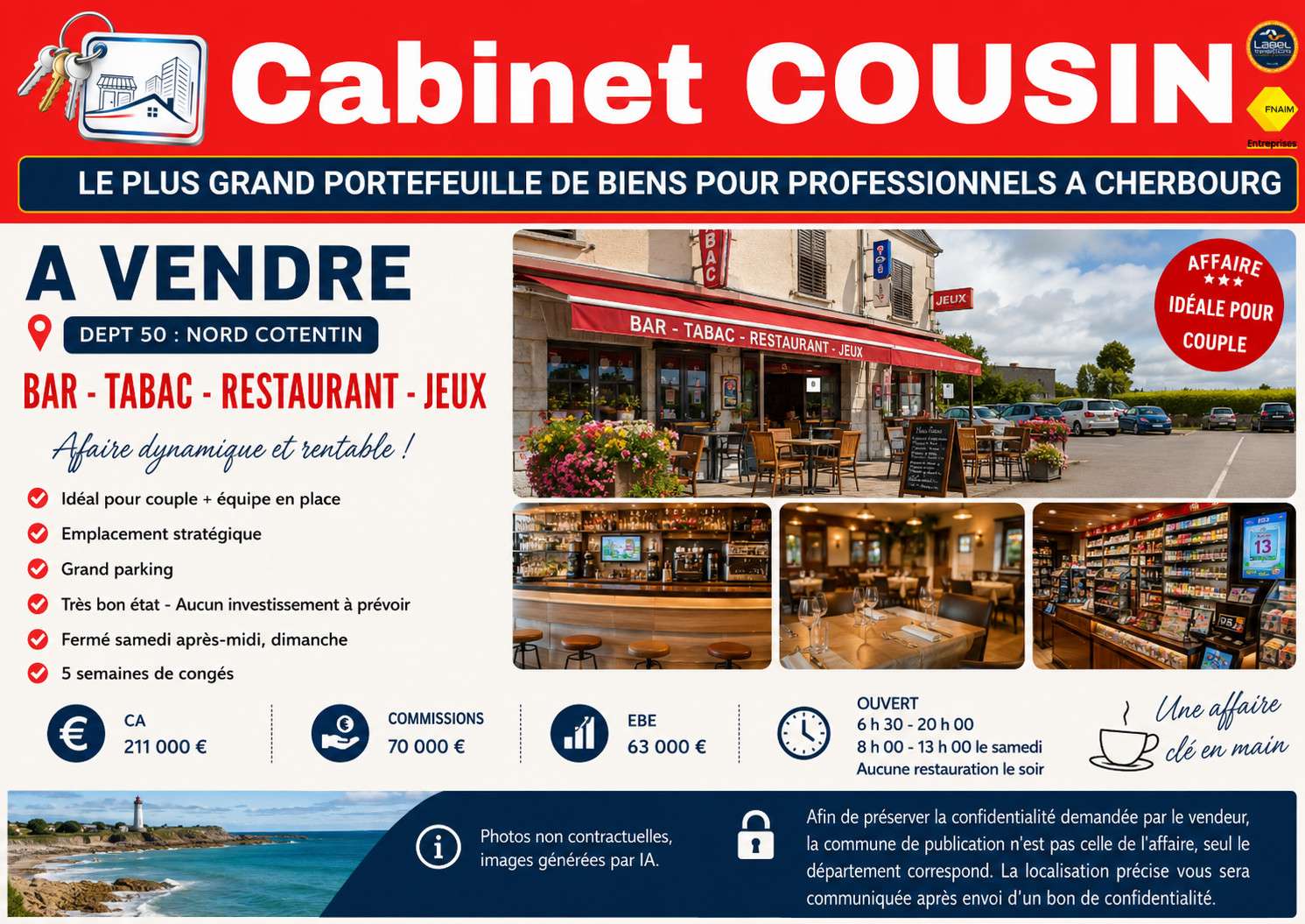 Vente bar tabac restaurant à Cherbourg en Cotentin