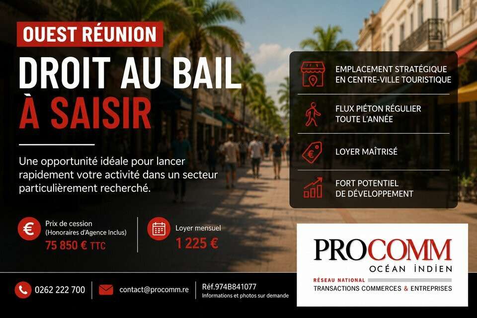 Boutique 50m² à louer à Saint-Leu centre