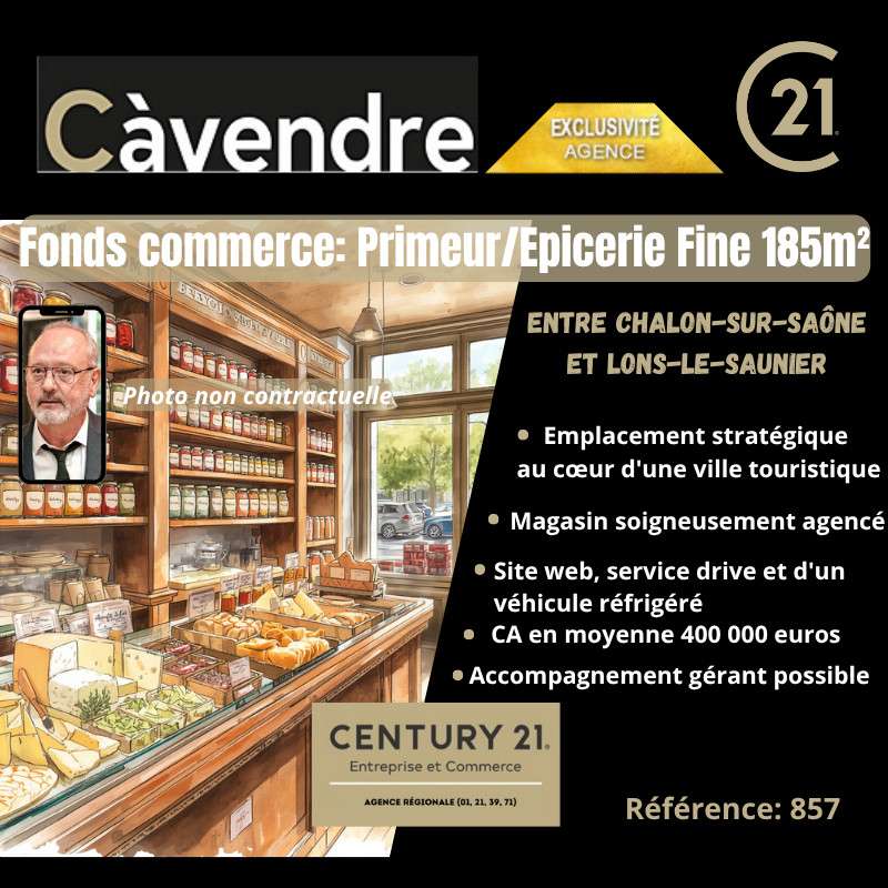 Vente FDC primeur épicerie fine ville touristique 