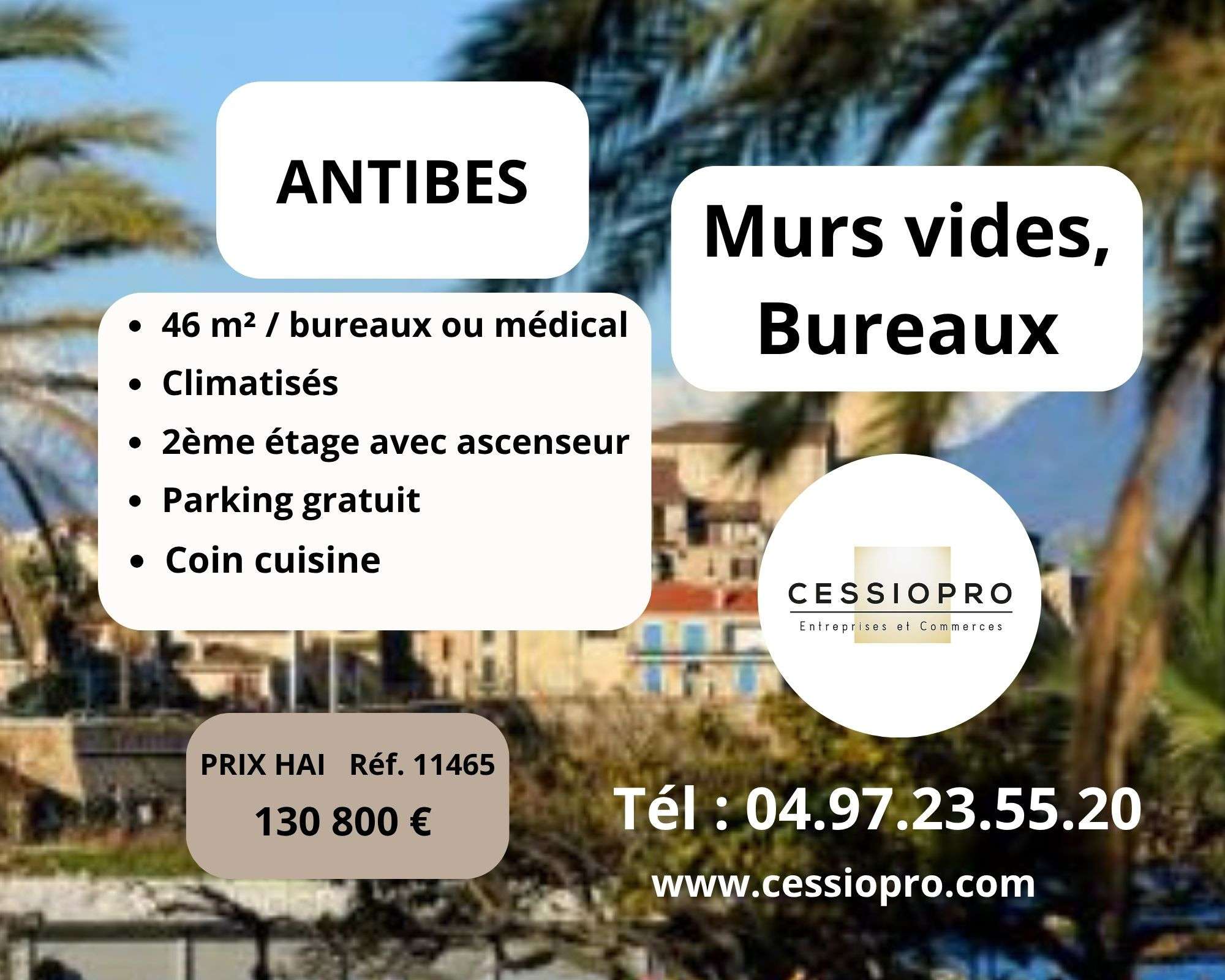 AV murs vides 46m² bureaux ou médical à Antibes
