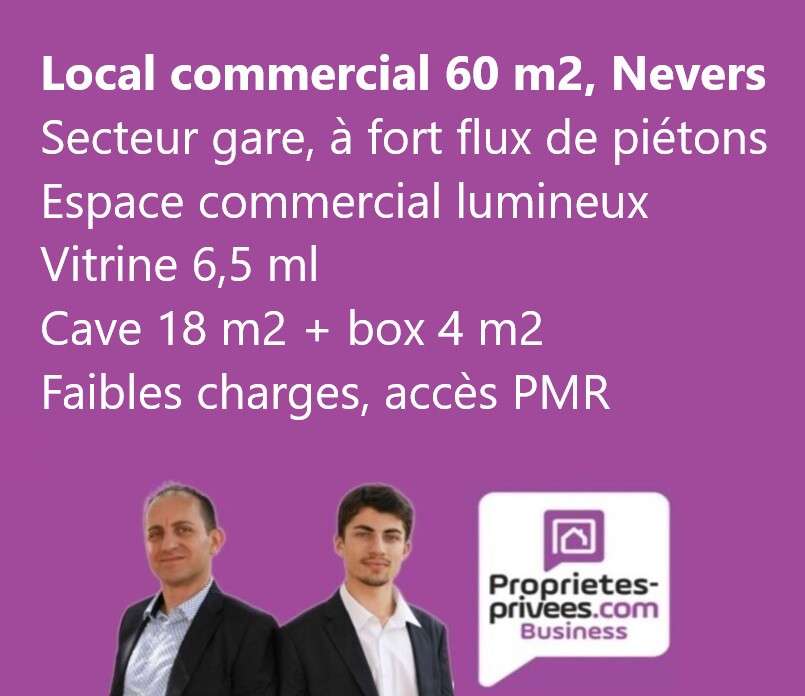 Vente local commercial 60m² à Nevers secteur gare