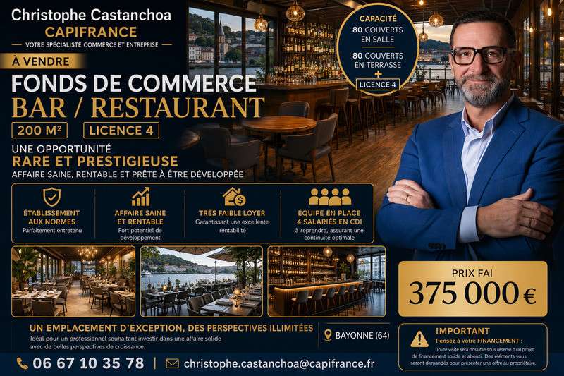 A vendre FDC bar restaurant à Bayonne