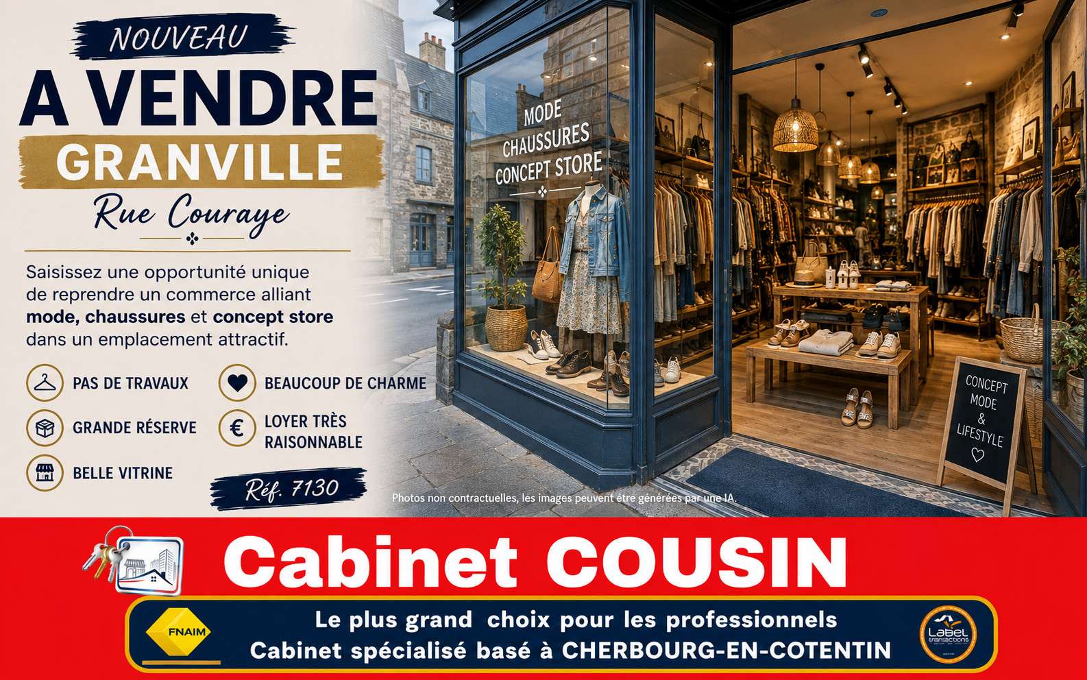 Vente concept store à Granville, rue Couraye