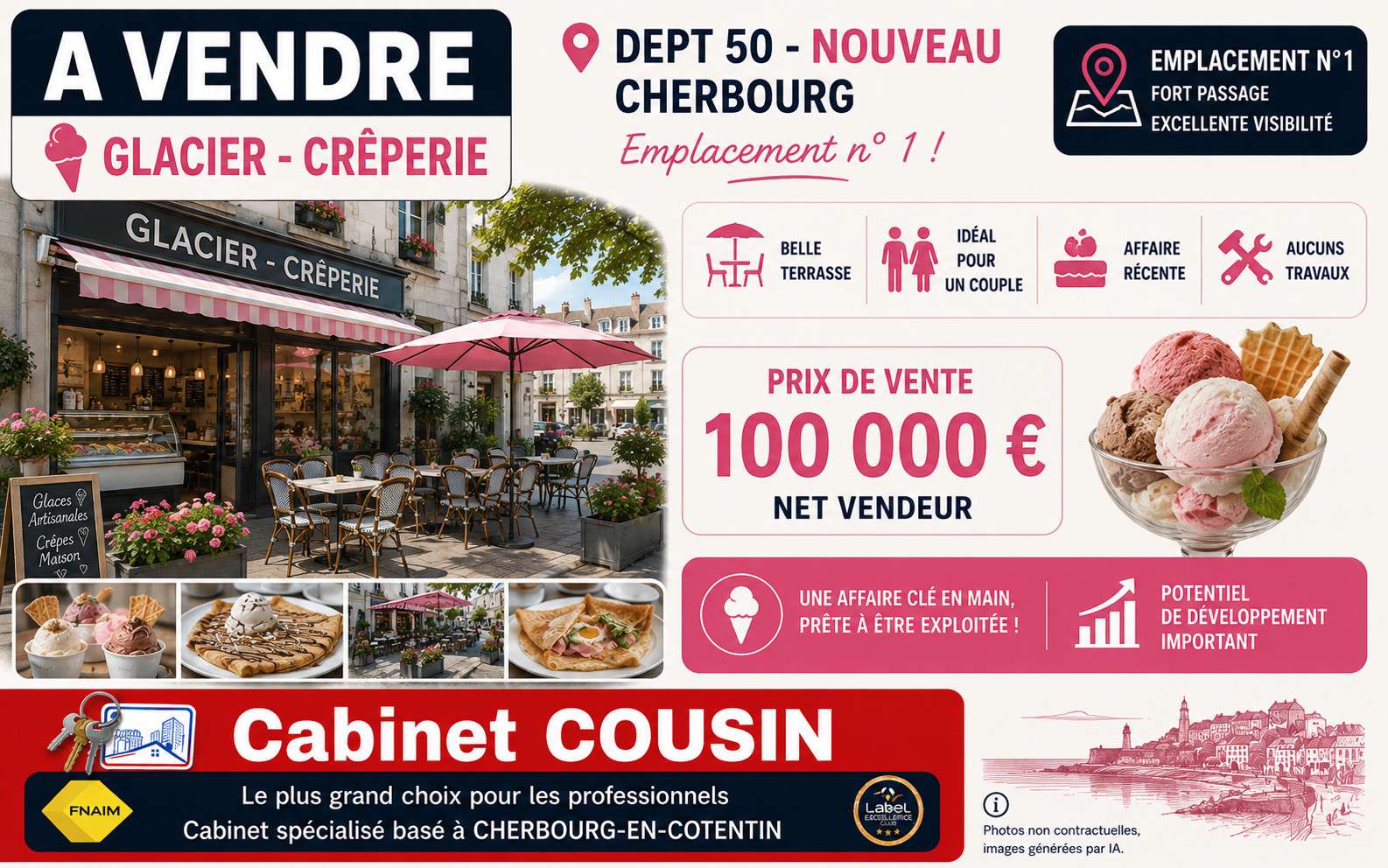 Vente crêperie glacier emplacement N° 1 Cherbourg
