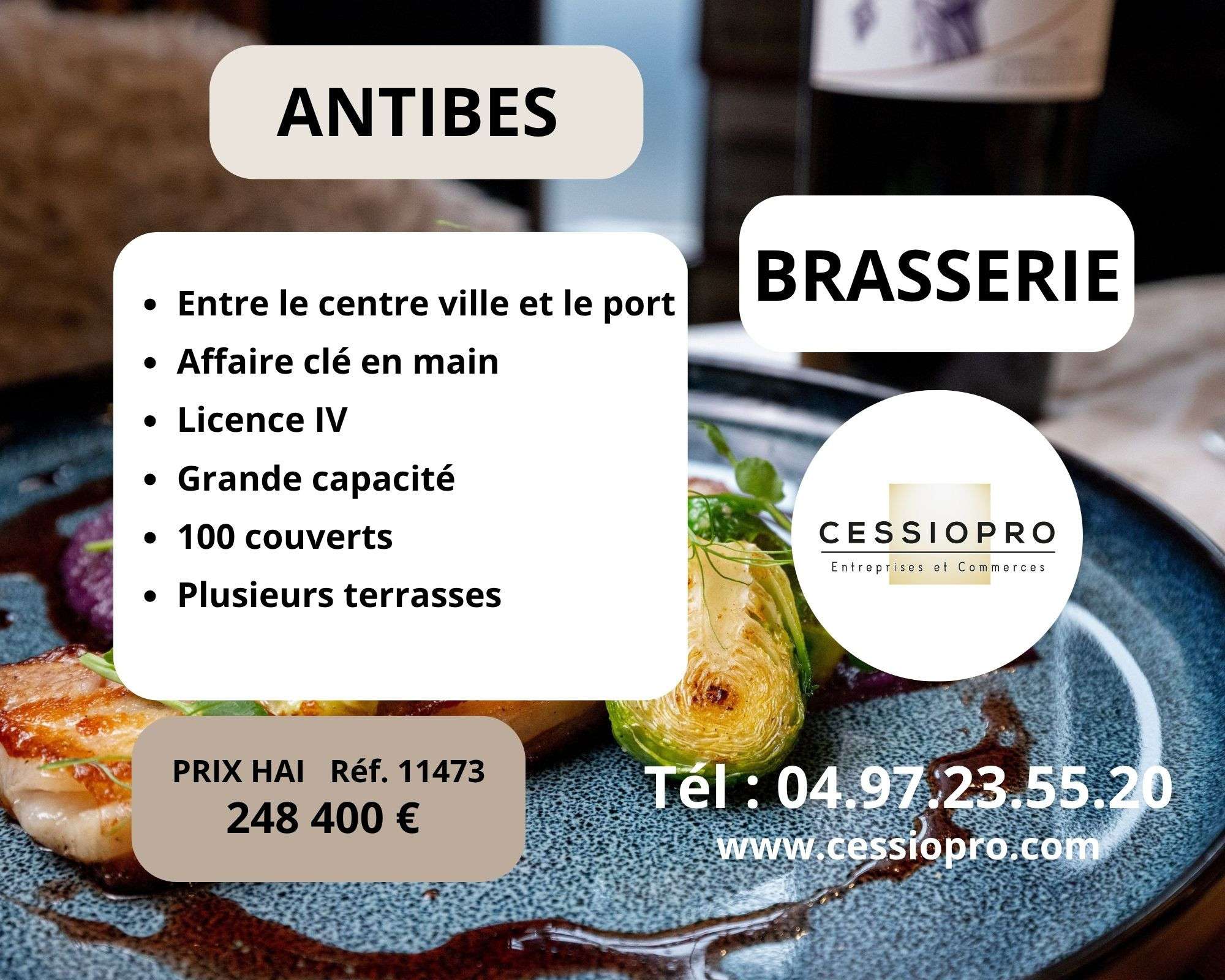Vente brasserie clé en main licence IV à Antibes