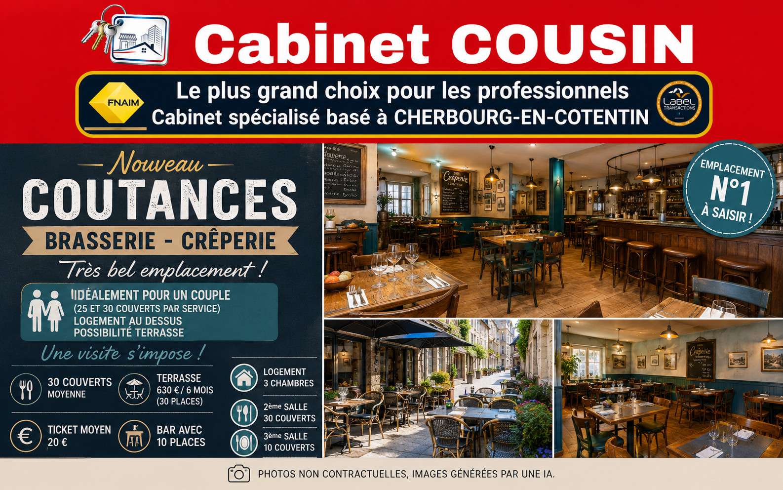 Vente restaurant crêperie très bel empl Coutances