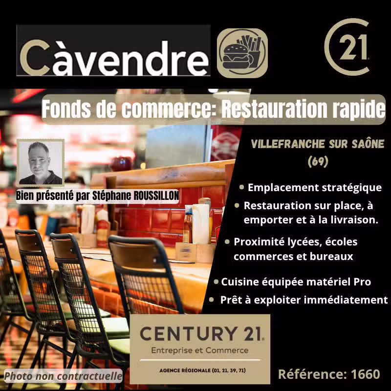 Vente restauration rapide à Villefranche-sur-Saône