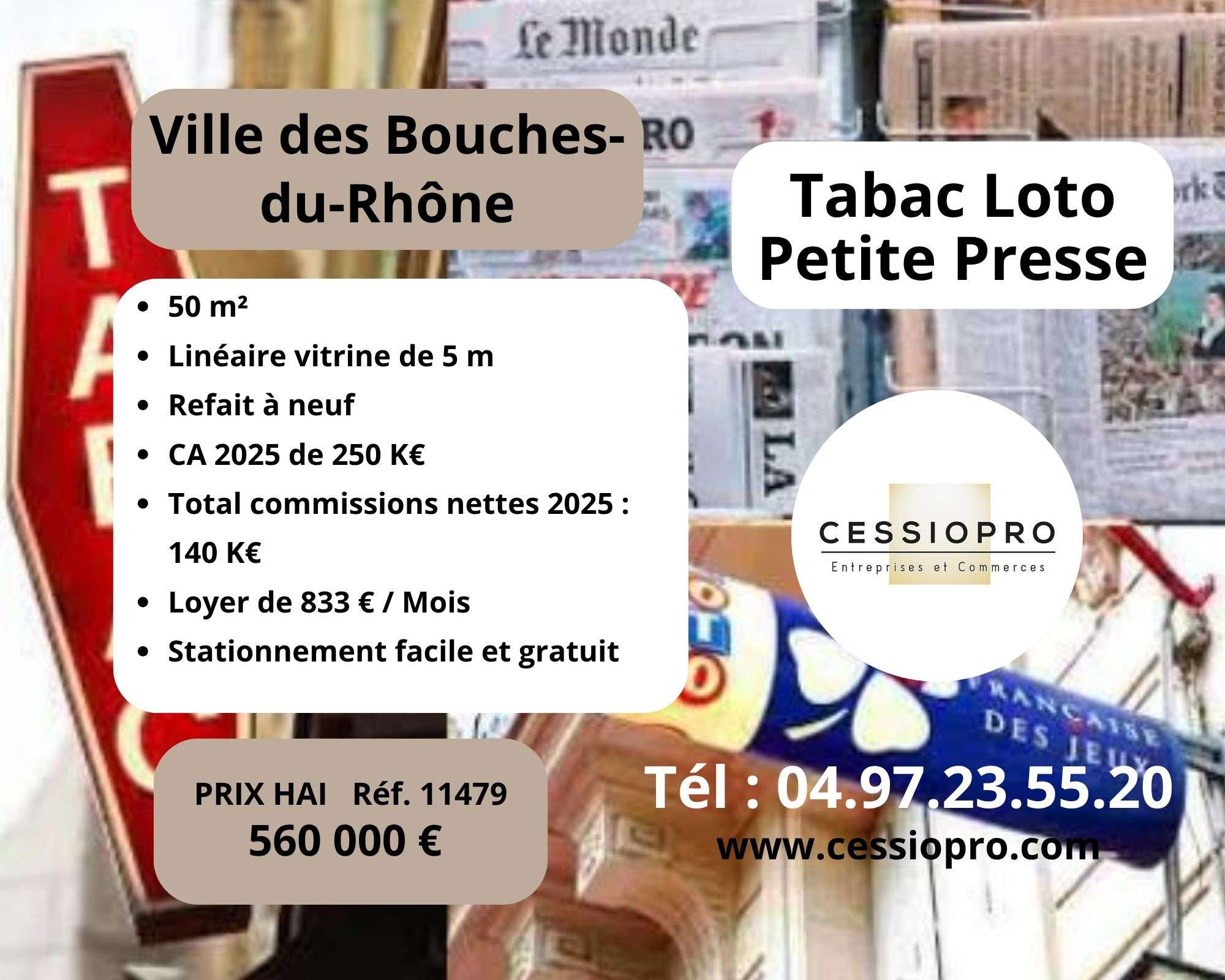 AV tabac loto avec rayon petite presse - Ouest 13