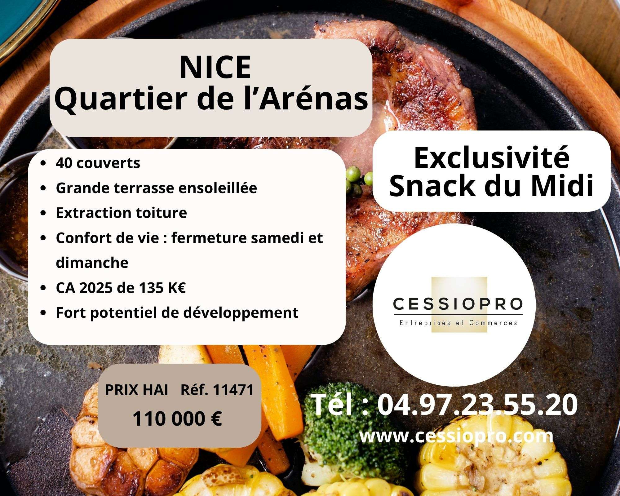 Exclu snack du midi avec grande terrasse à Nice 