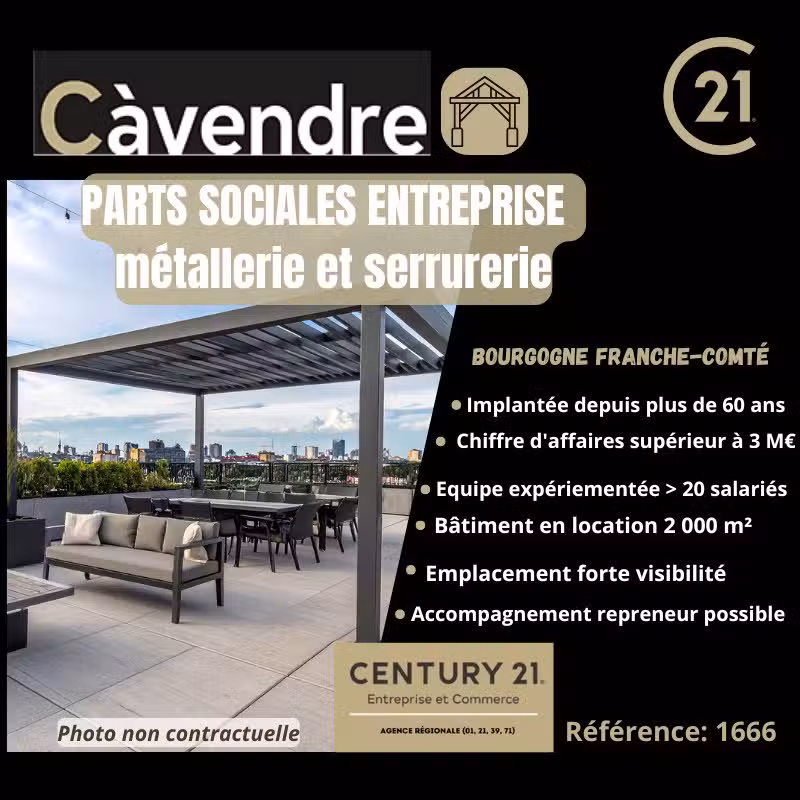 Cède entreprise métallerie et serrurerie Besançon