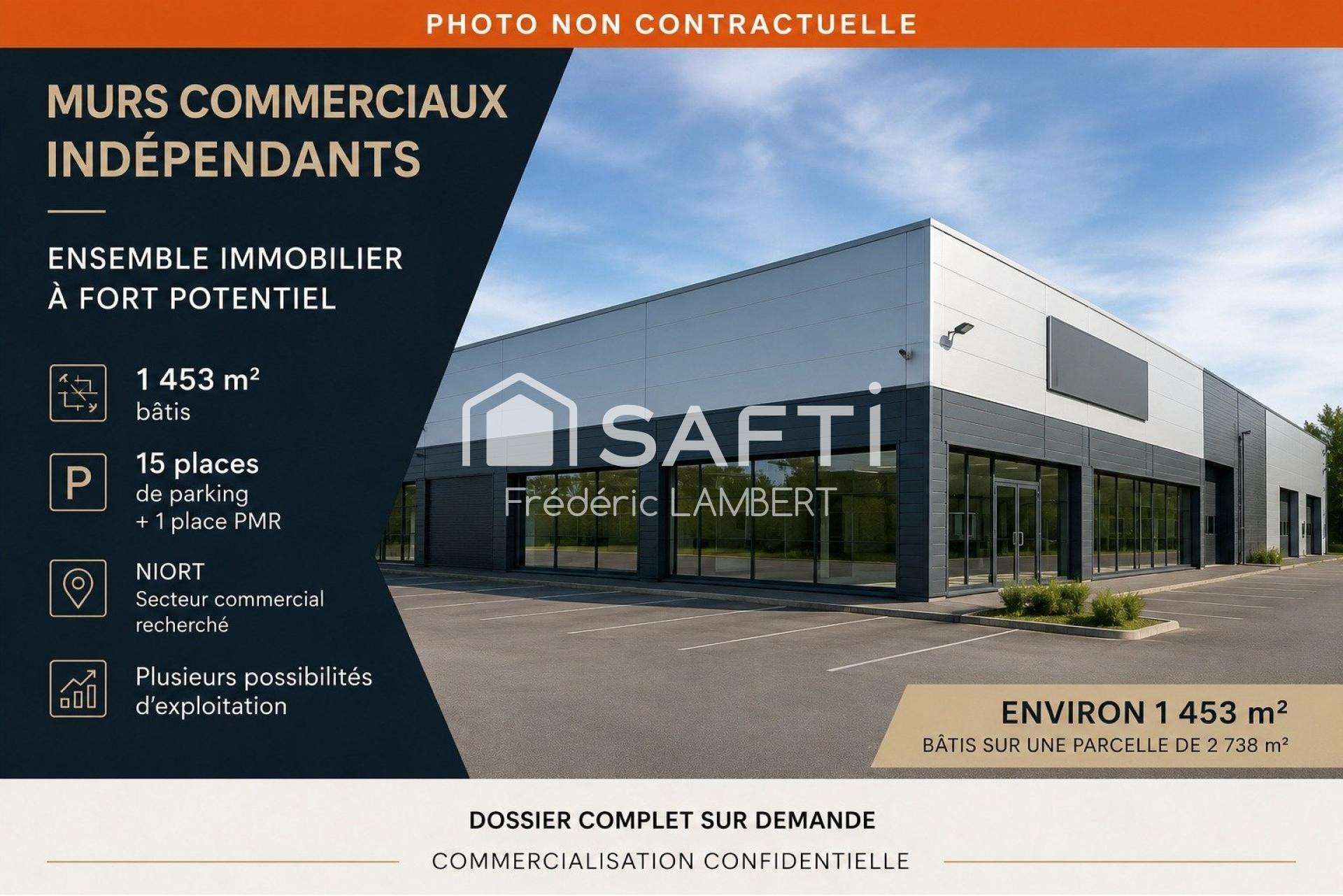 Cède ens commercial 1 453m² fort potentiel à Niort