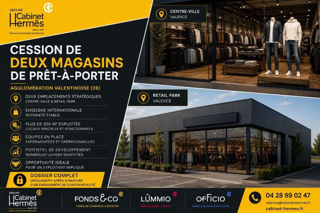 Vente deux magasins de prêt-a-porter à Valence