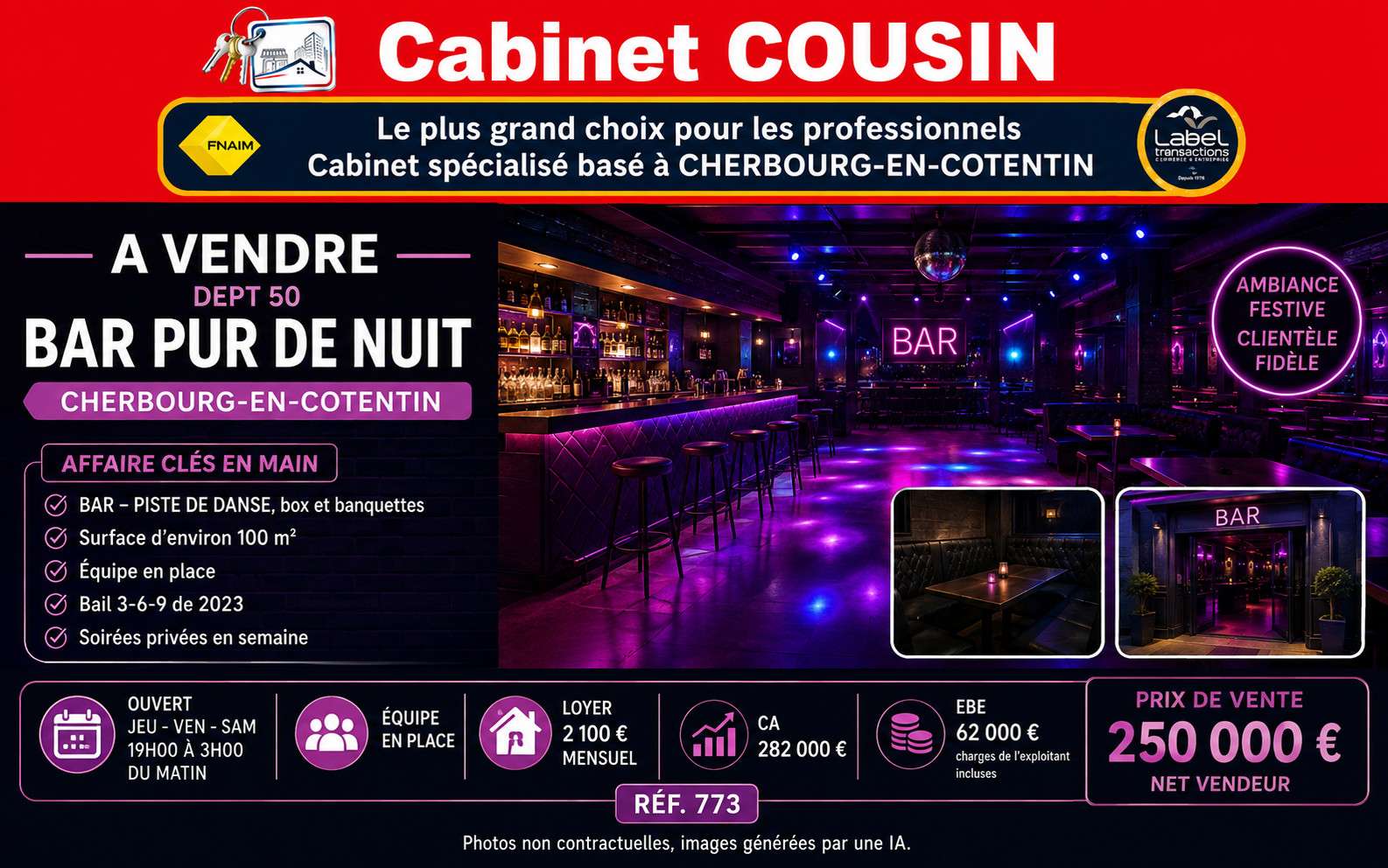 Vente bar pur de nuit sur Cherbourg Octeville