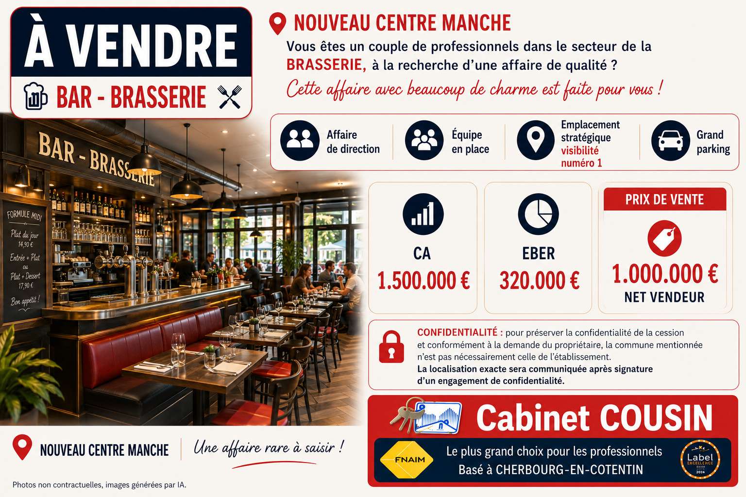 Vente bar brasserie pizzeria en centre Manche