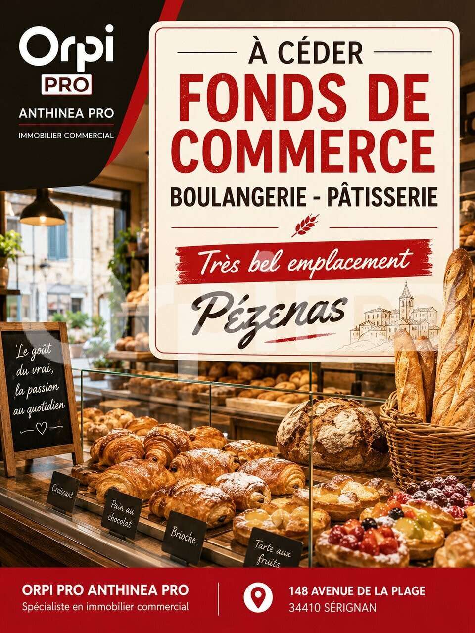 Cède boulangerie-pâtisserie-snack empl N°1 Pezenas