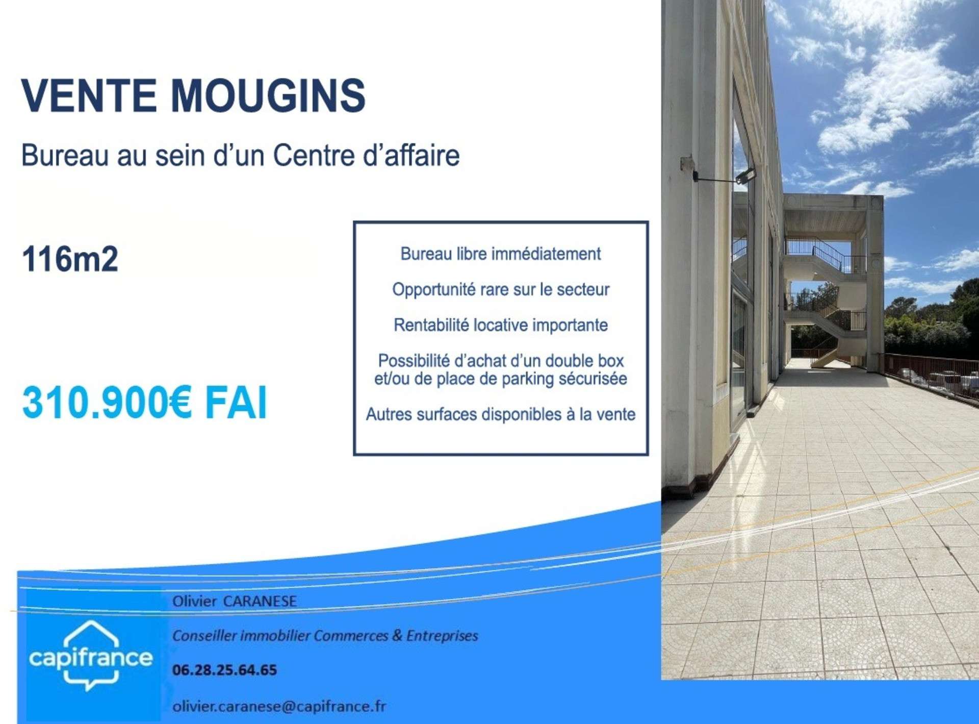 Grand bureau 116m² à vendre en ZAC à Mougins (06)