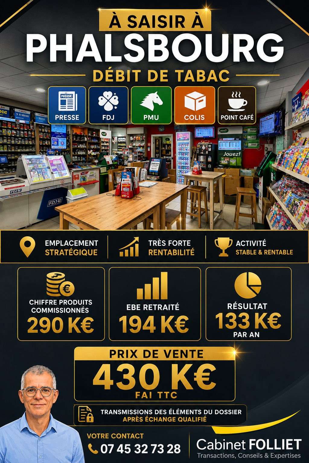 FDC tabac FDJ PMU relais colis à vendre Phalsbourg