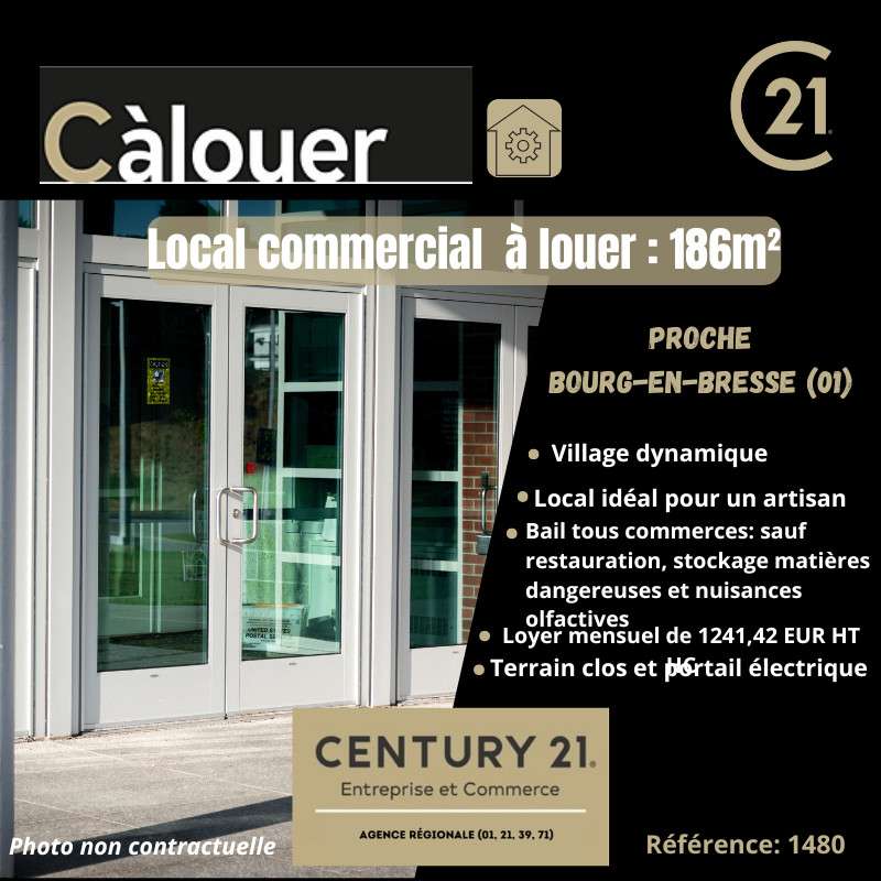 Loue local commercial 186m² prox Bourg-en-Bresse