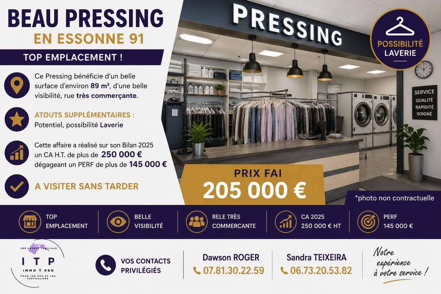 Vente pressing 89m² superbe emplacement Palaiseau