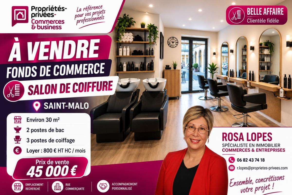 AV salon de coiffure excellente visibilité St Malo