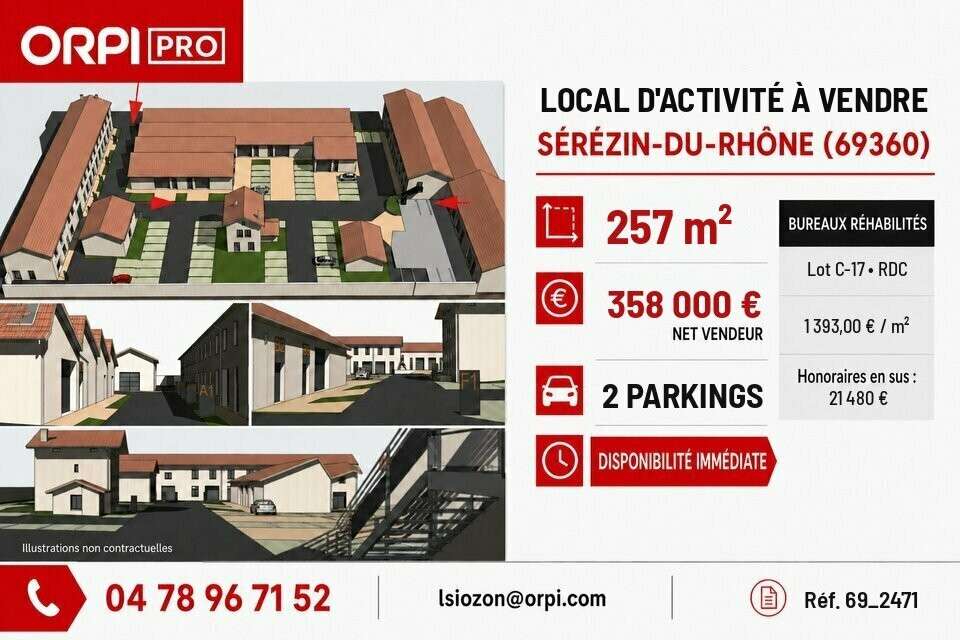 AV Bureaux réhabilités 257m² à Sérézin-du-Rhône
