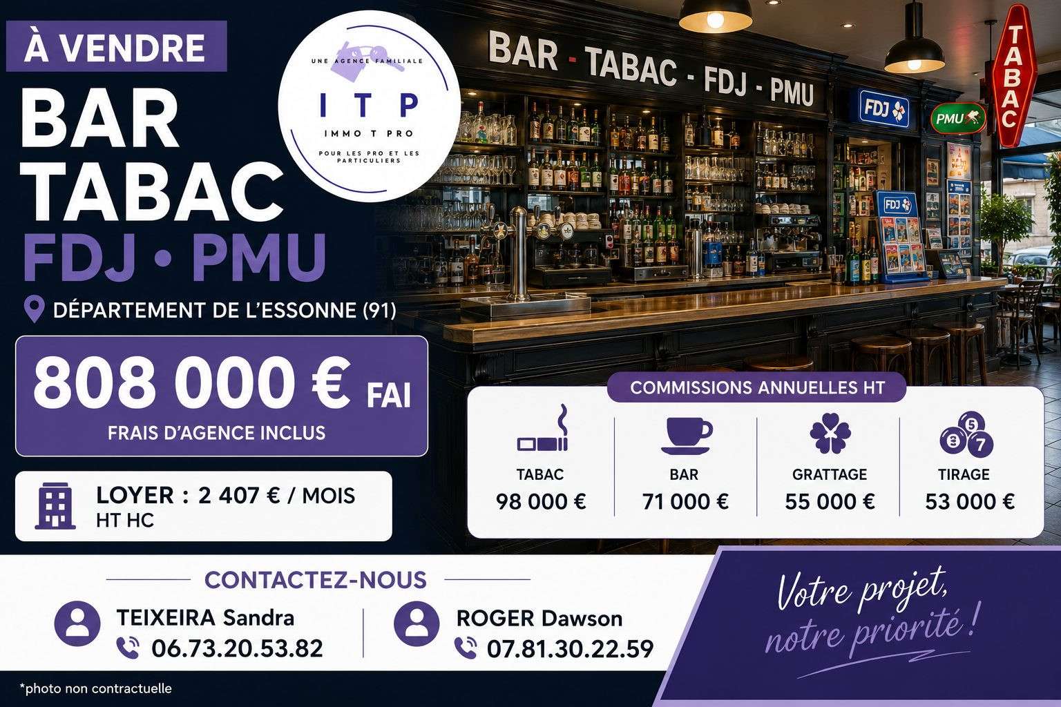 AV bar tabac FDJ PMU dans une belle ville 91